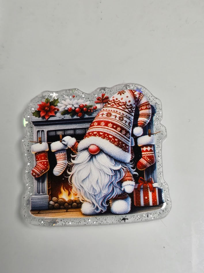 Acrylic Glitter Flatbacks - Christmas Gnome