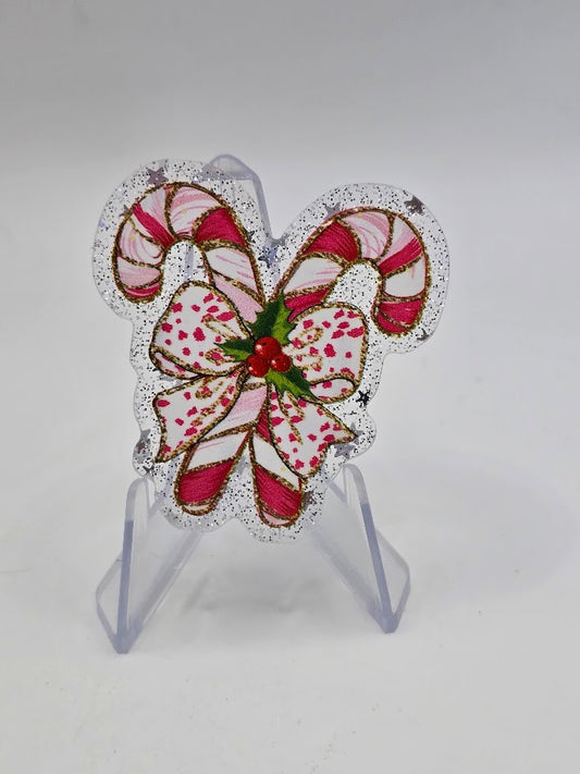 Acrylic Glitter Flatbacks - Christmas Candy Canes