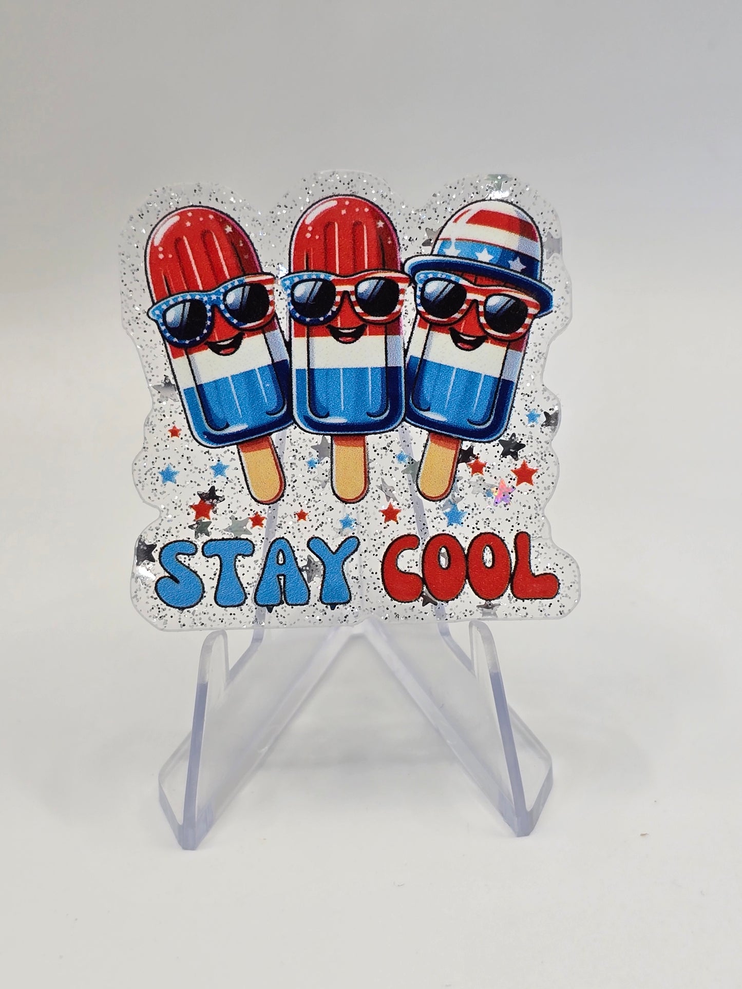 Acrylic Glitter Flatback - Stay Cool