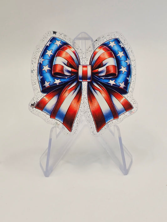 Acrylic Glitter Flatback- American Bowtie