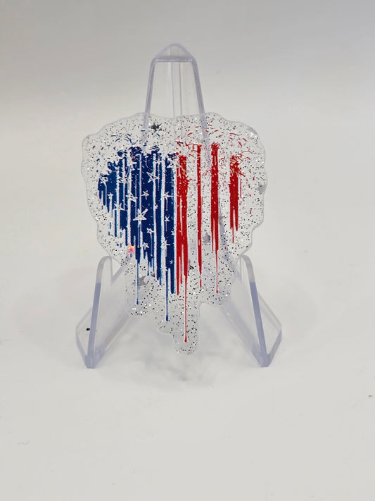 Acrylic Glitter Flatback - American Flag Heart