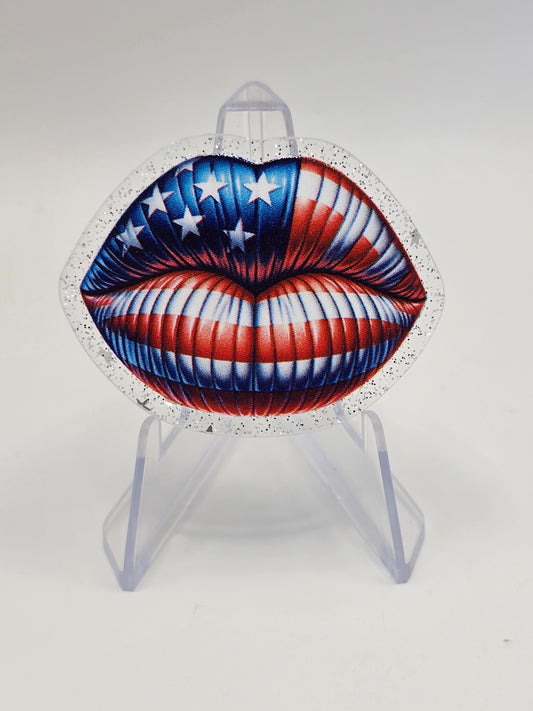Acrylic Glitter Flatback -American Lips