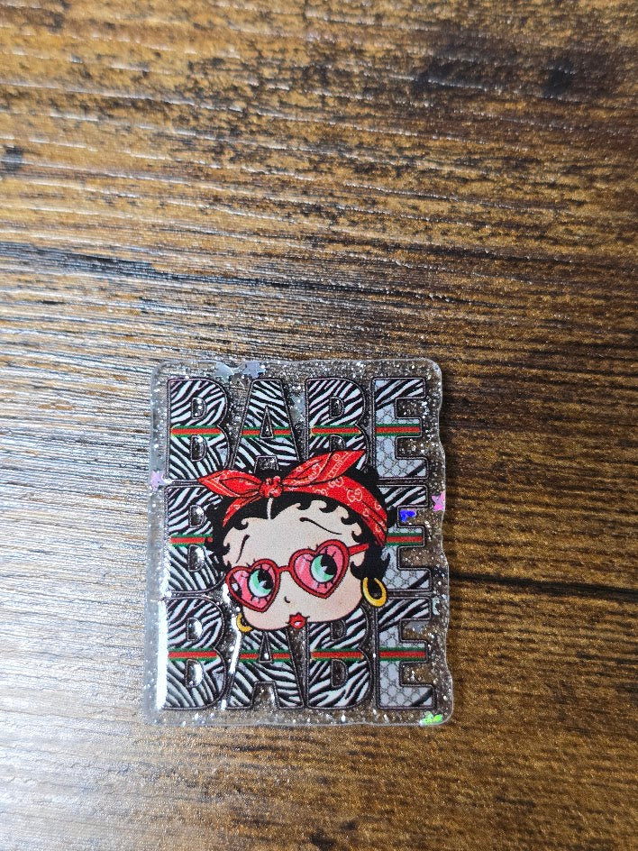 Acrylic Glitter Flatbacks - Babe