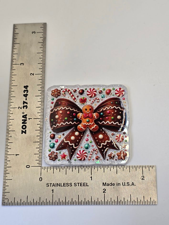 Acrylic Glitter Flatbacks - Gingerbread Man Bow Tie