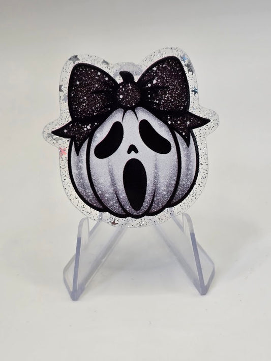 Acrylic Glitter Flatbacks - Ghostface Pumpkin