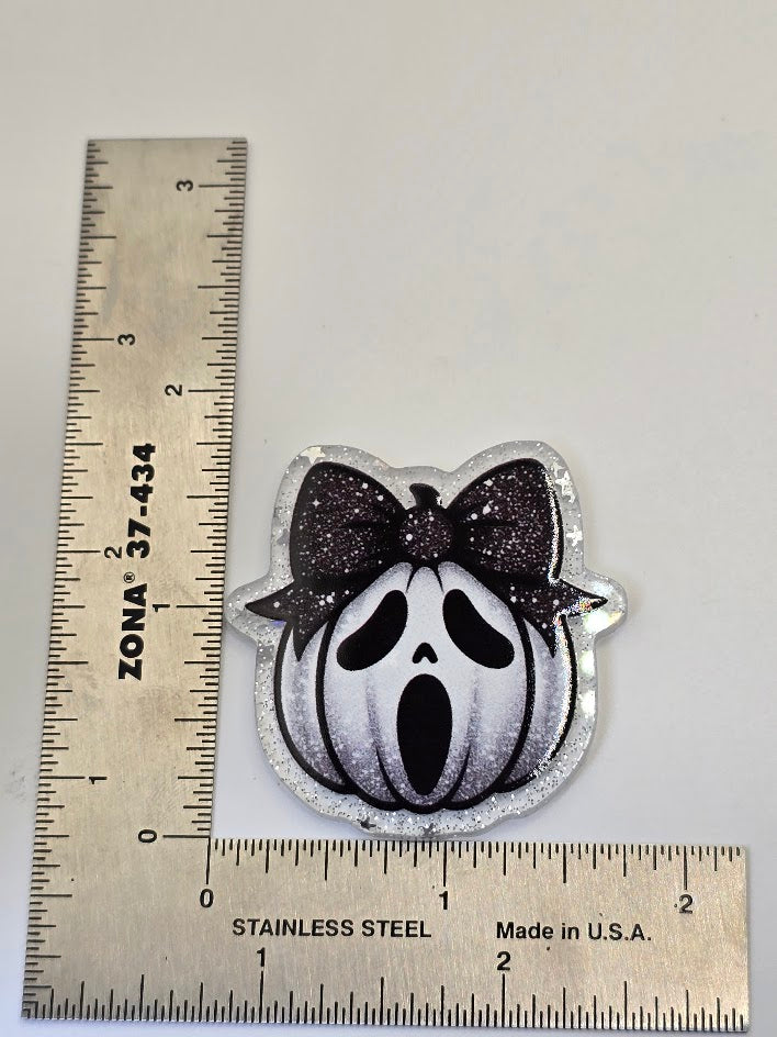 Acrylic Glitter Flatbacks - Ghostface Pumpkin