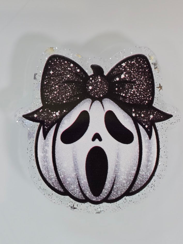 Acrylic Glitter Flatbacks - Ghostface Pumpkin