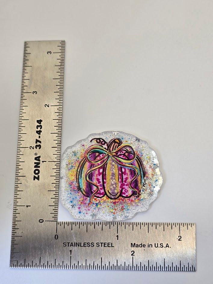 Acrylic Glitter Flatbacks - Rainbow Pumpkin
