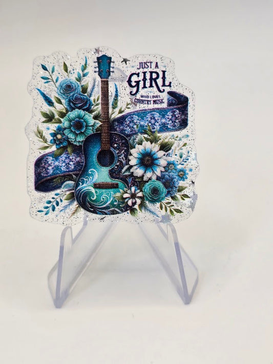Acrylic Glitter Flatbacks - Just A Girl Who Loves Country Music