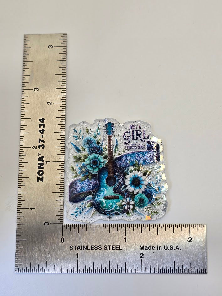 Acrylic Glitter Flatbacks - Just A Girl Who Loves Country Music