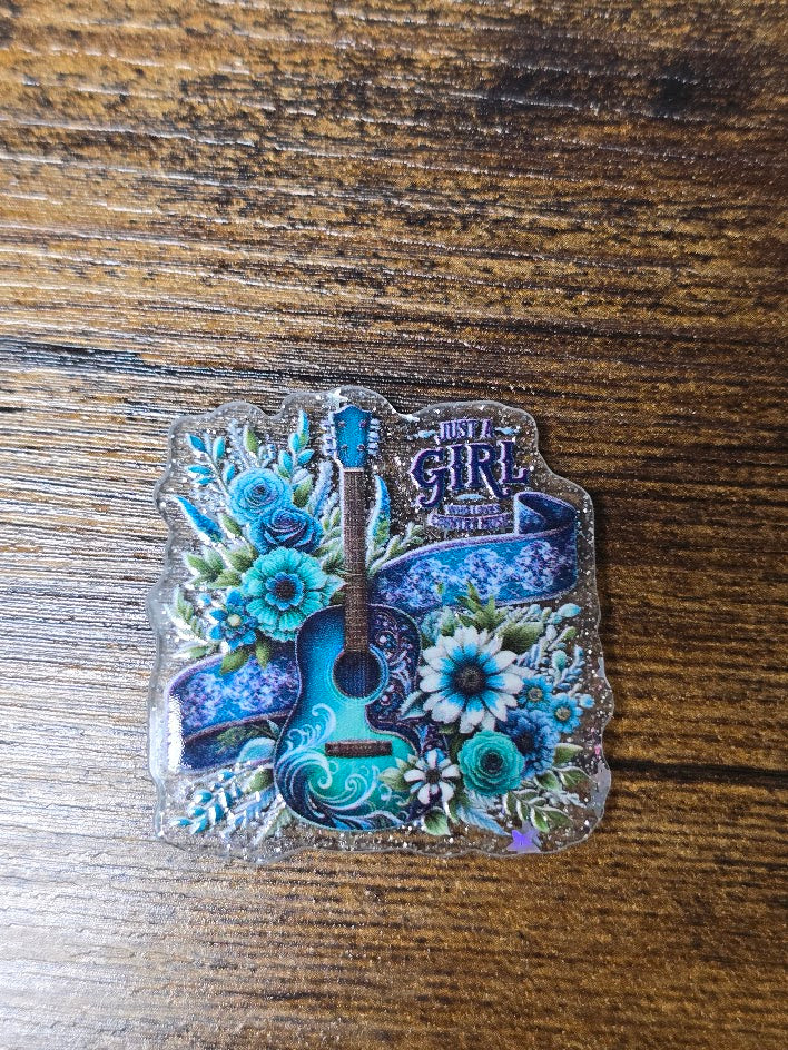 Acrylic Glitter Flatbacks - Just A Girl Who Loves Country Music