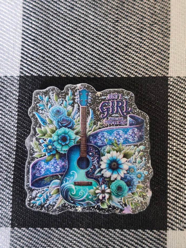 Acrylic Glitter Flatbacks - Just A Girl Who Loves Country Music