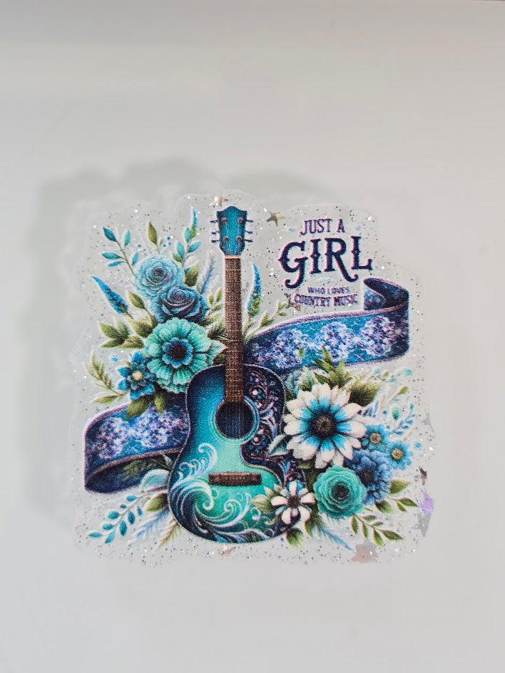 Acrylic Glitter Flatbacks - Just A Girl Who Loves Country Music