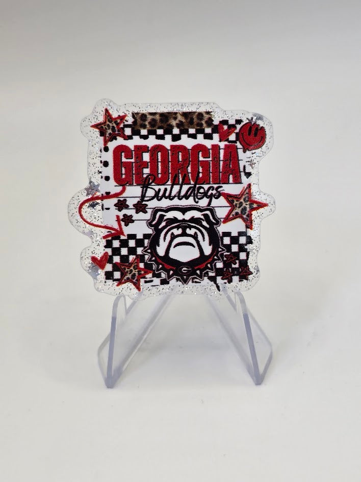 Acrylic Glitter Flatbacks - Georgia Bulldogs