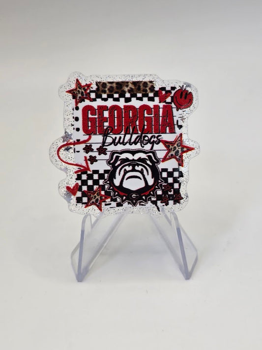 Acrylic Glitter Flatbacks - Georgia Bulldogs