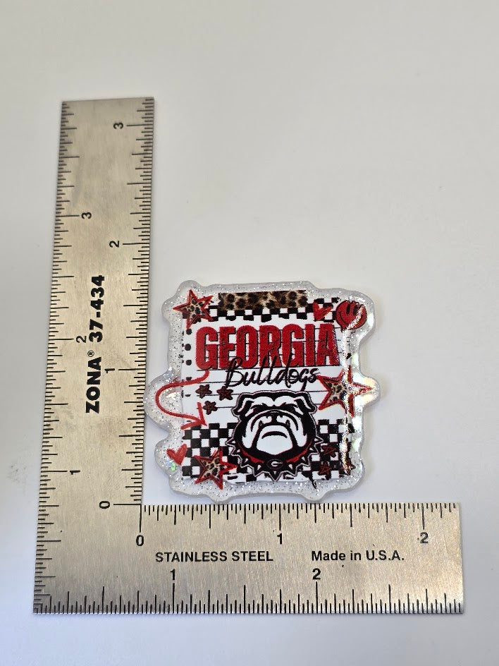 Acrylic Glitter Flatbacks - Georgia Bulldogs