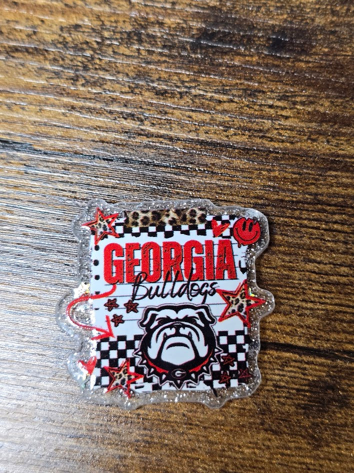 Acrylic Glitter Flatbacks - Georgia Bulldogs