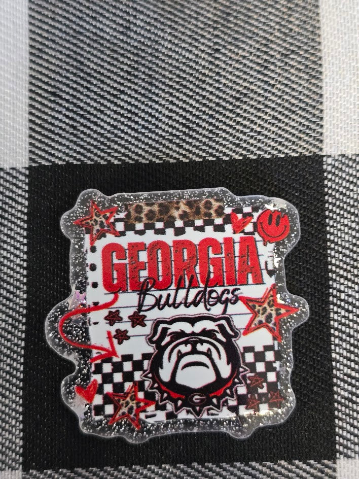 Acrylic Glitter Flatbacks - Georgia Bulldogs