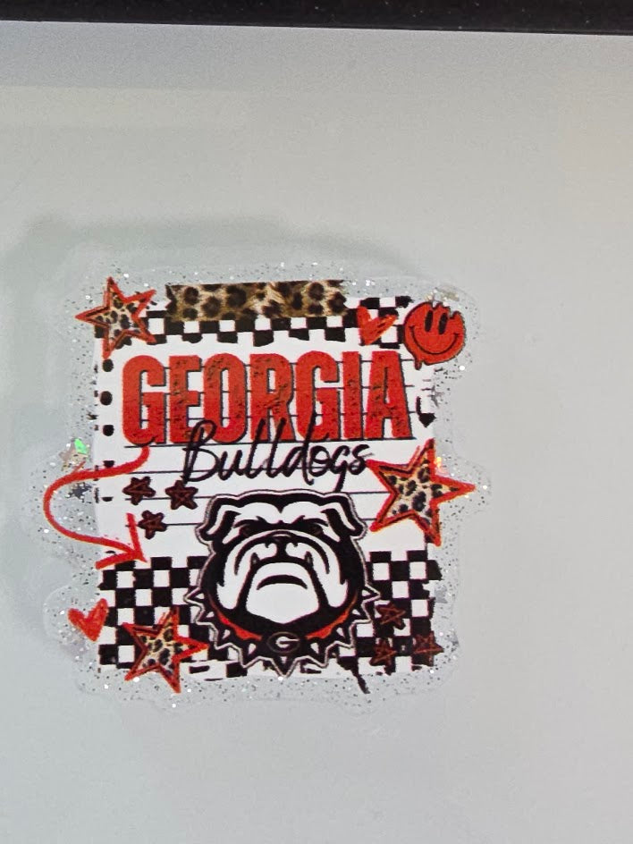 Acrylic Glitter Flatbacks - Georgia Bulldogs