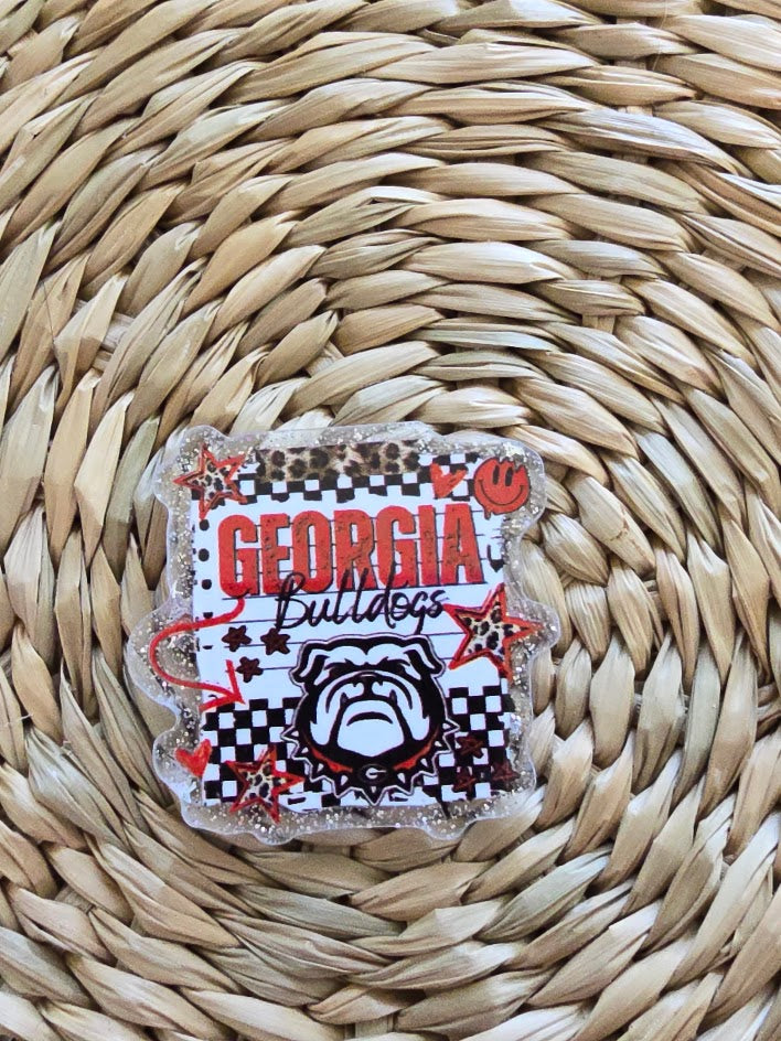 Acrylic Glitter Flatbacks - Georgia Bulldogs