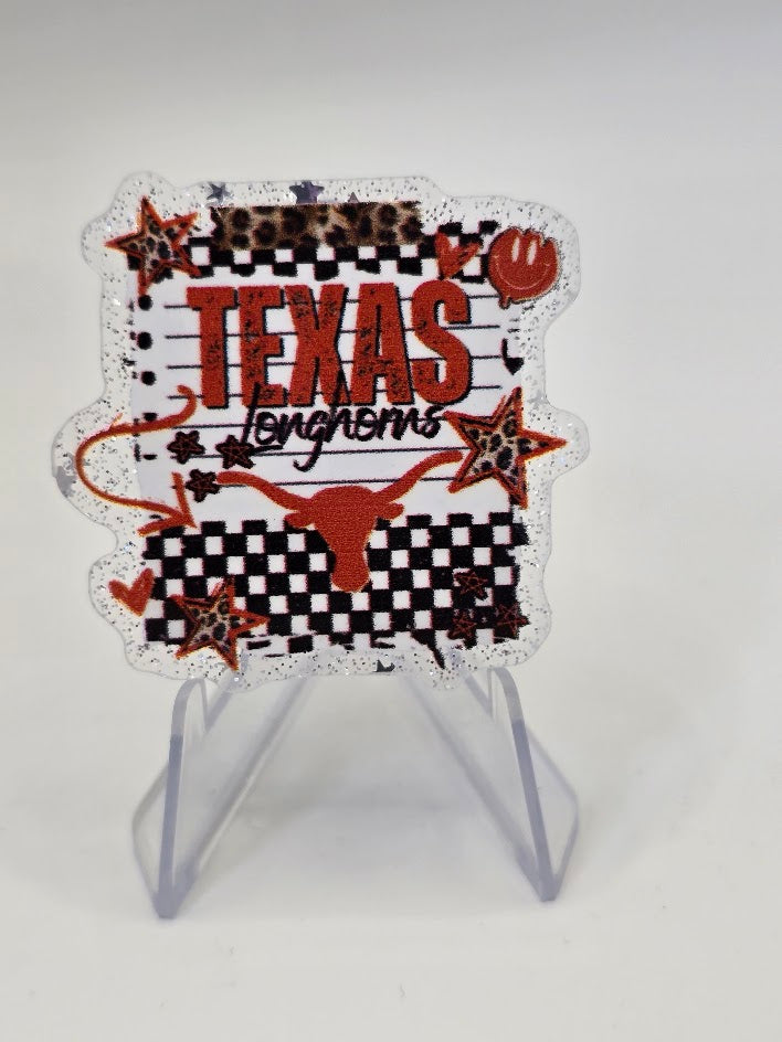 Acrylic Glitter Flatbacks - Texas Longhorns