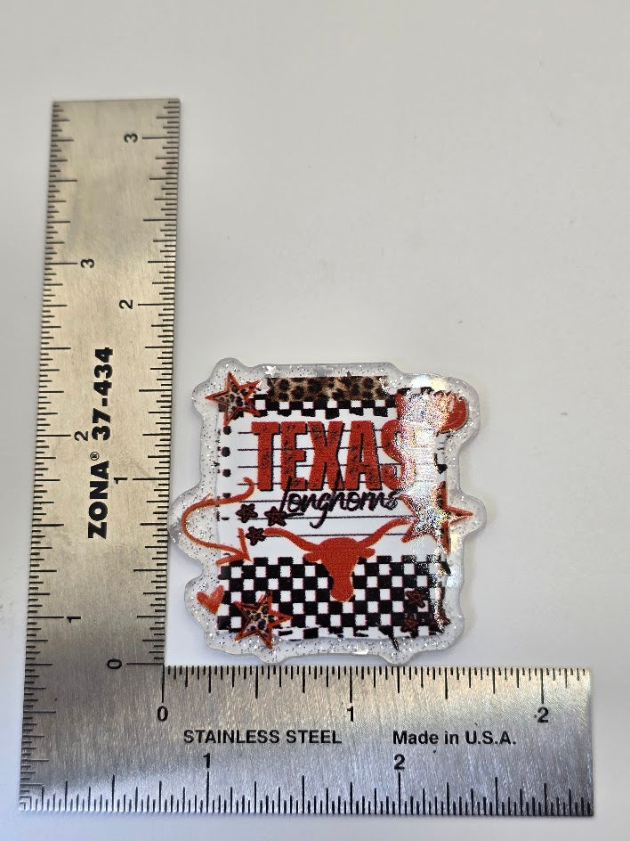 Acrylic Glitter Flatbacks - Texas Longhorns