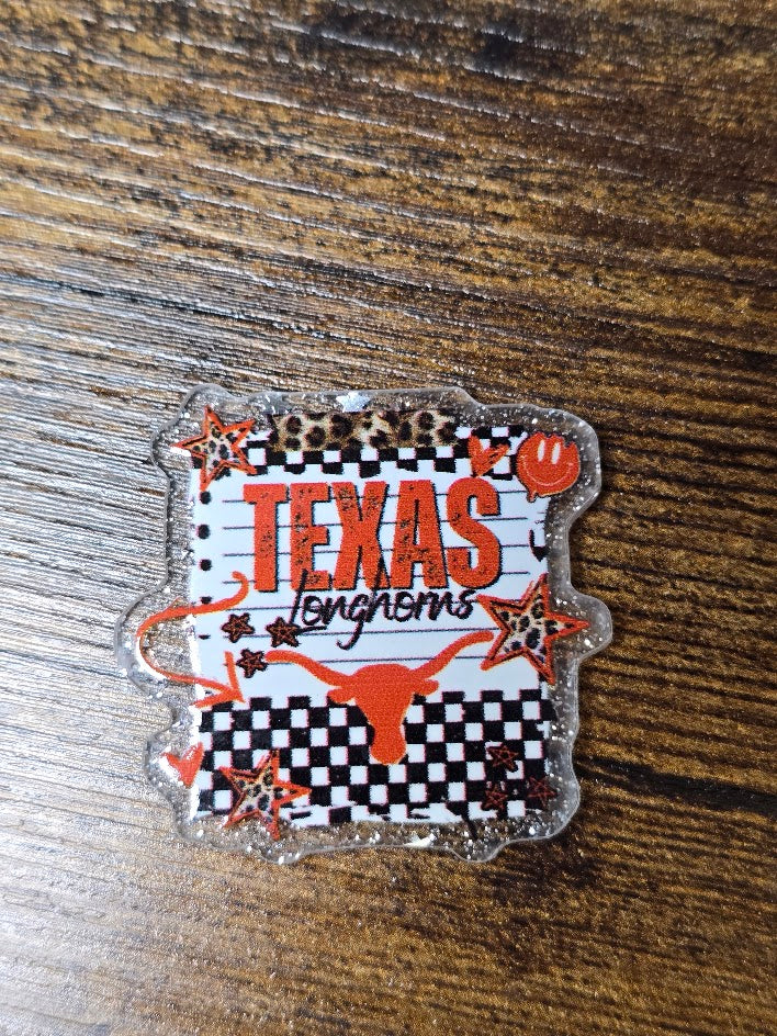 Acrylic Glitter Flatbacks - Texas Longhorns