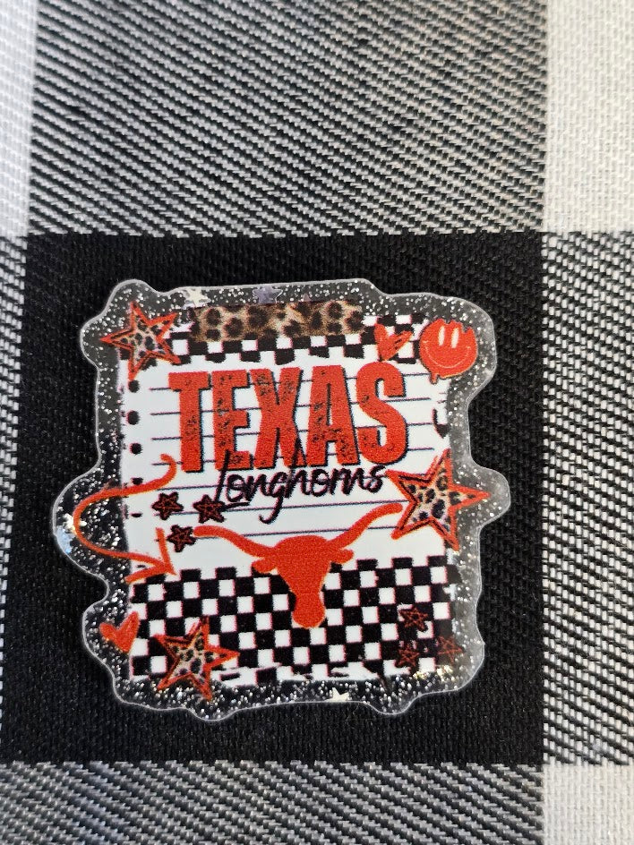 Acrylic Glitter Flatbacks - Texas Longhorns
