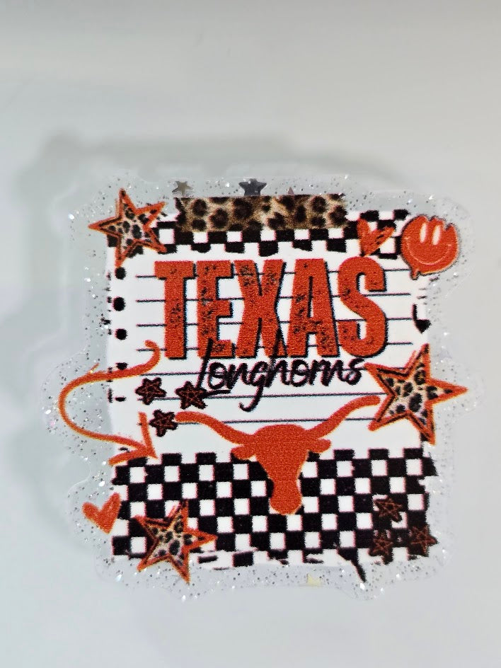 Acrylic Glitter Flatbacks - Texas Longhorns