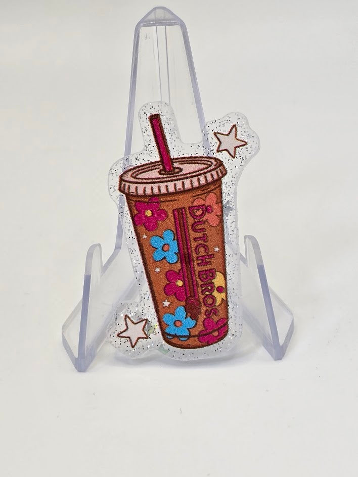 Acrylic Glitter Flatbacks - Dutch Bros