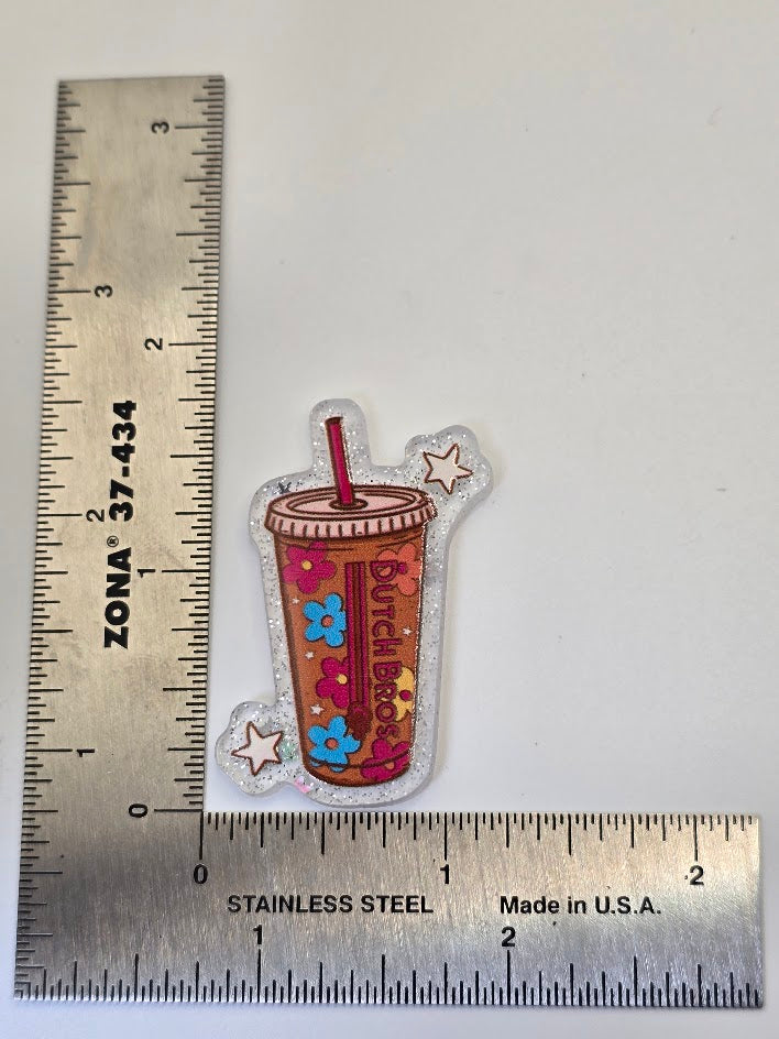 Acrylic Glitter Flatbacks - Dutch Bros