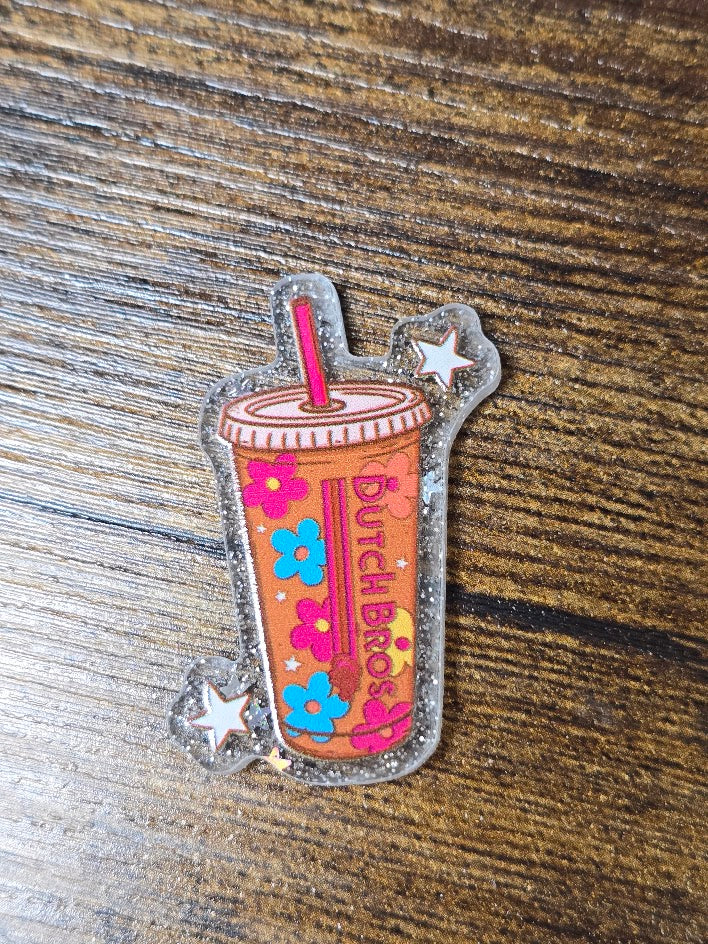 Acrylic Glitter Flatbacks - Dutch Bros