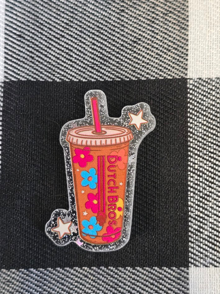 Acrylic Glitter Flatbacks - Dutch Bros