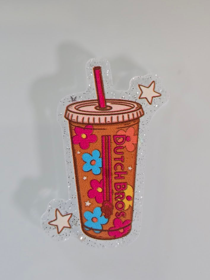 Acrylic Glitter Flatbacks - Dutch Bros