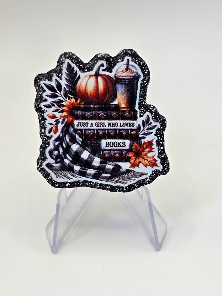 Acrylic Glitter Flatbacks - Just A Girl Who Loves Books