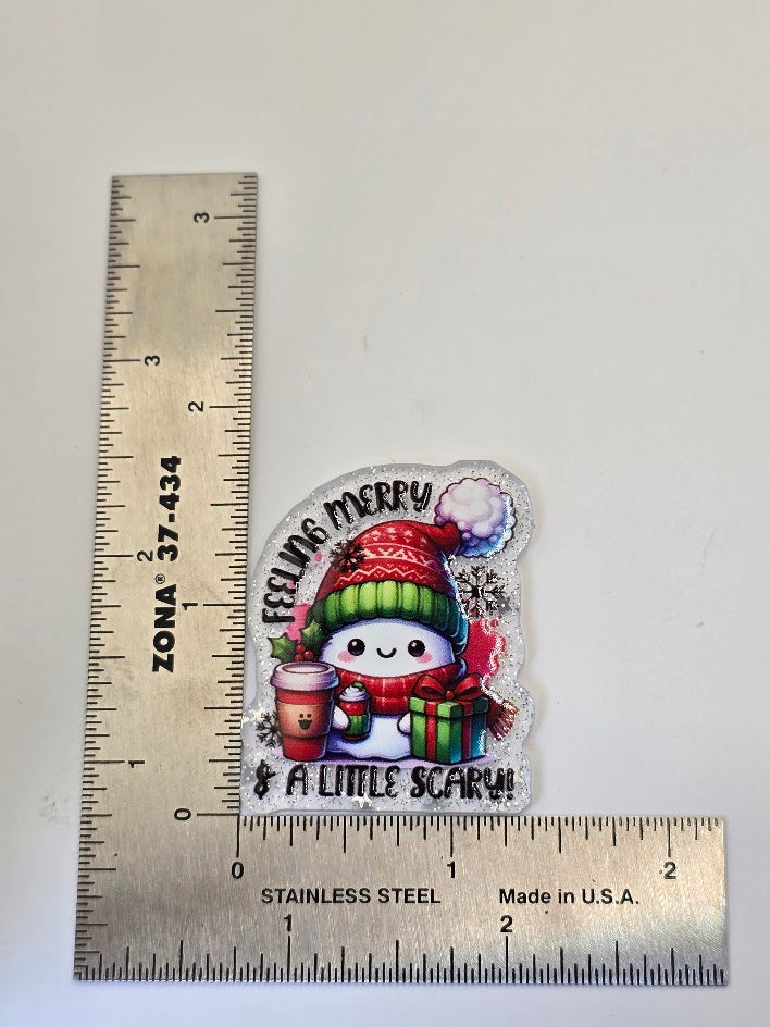 Acrylic Glitter Flatbacks - Feeling Merry & A Little Scary!