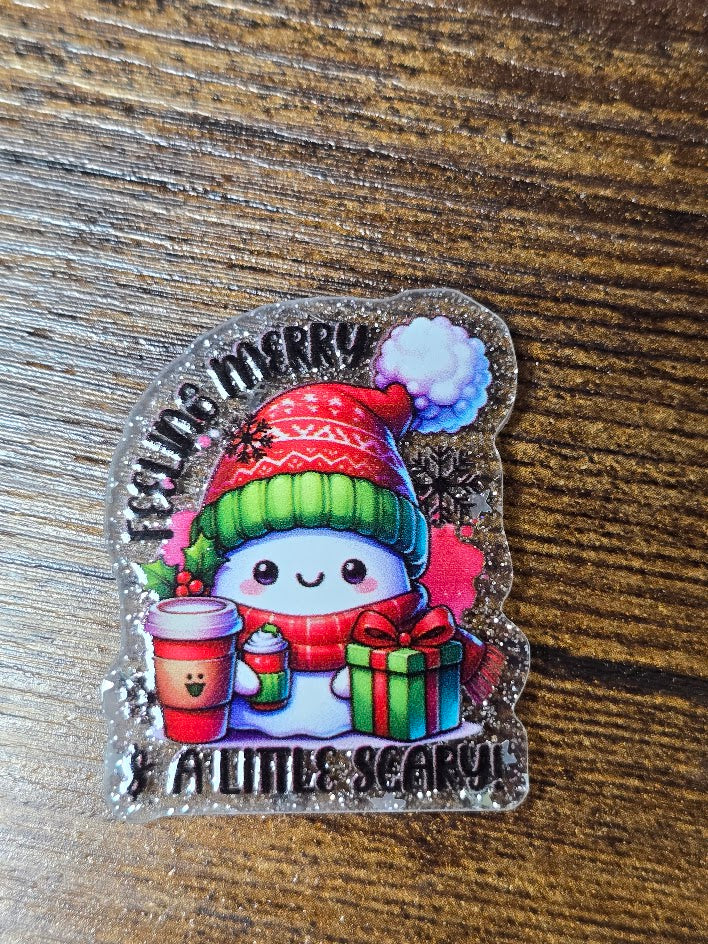 Acrylic Glitter Flatbacks - Feeling Merry & A Little Scary!