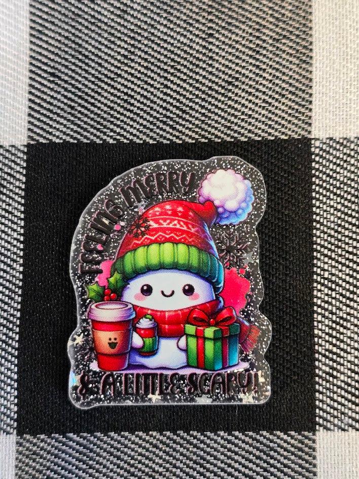 Acrylic Glitter Flatbacks - Feeling Merry & A Little Scary!