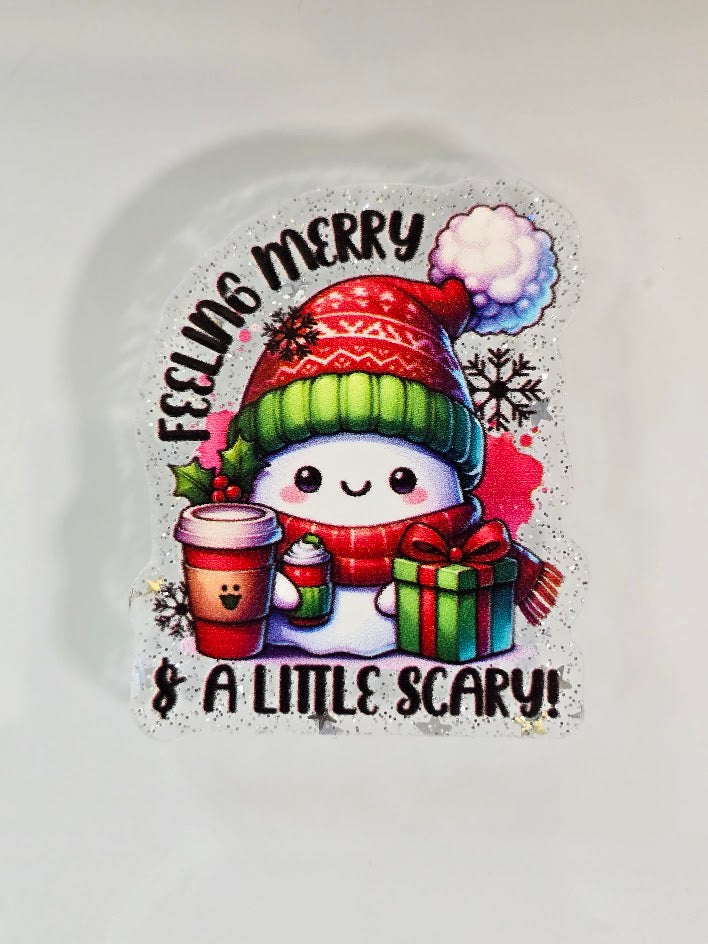 Acrylic Glitter Flatbacks - Feeling Merry & A Little Scary!