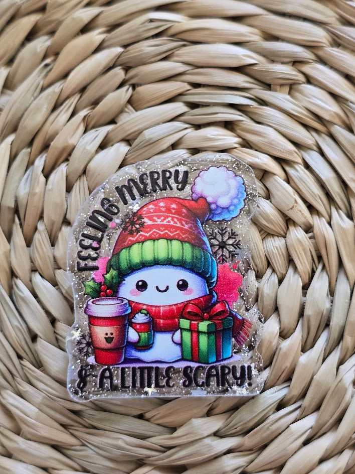 Acrylic Glitter Flatbacks - Feeling Merry & A Little Scary!