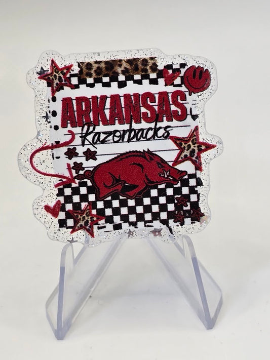 Acrylic Glitter Flatbacks - Arkansas Razorbacks