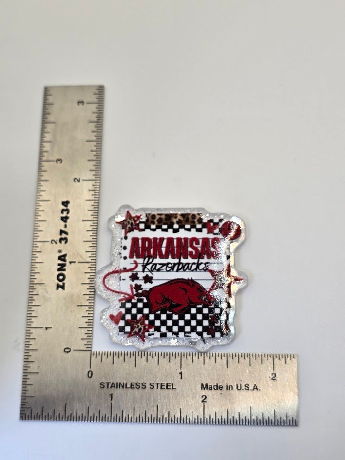 Acrylic Glitter Flatbacks - Arkansas Razorbacks