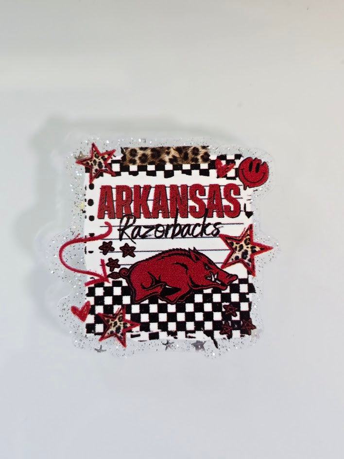 Acrylic Glitter Flatbacks - Arkansas Razorbacks