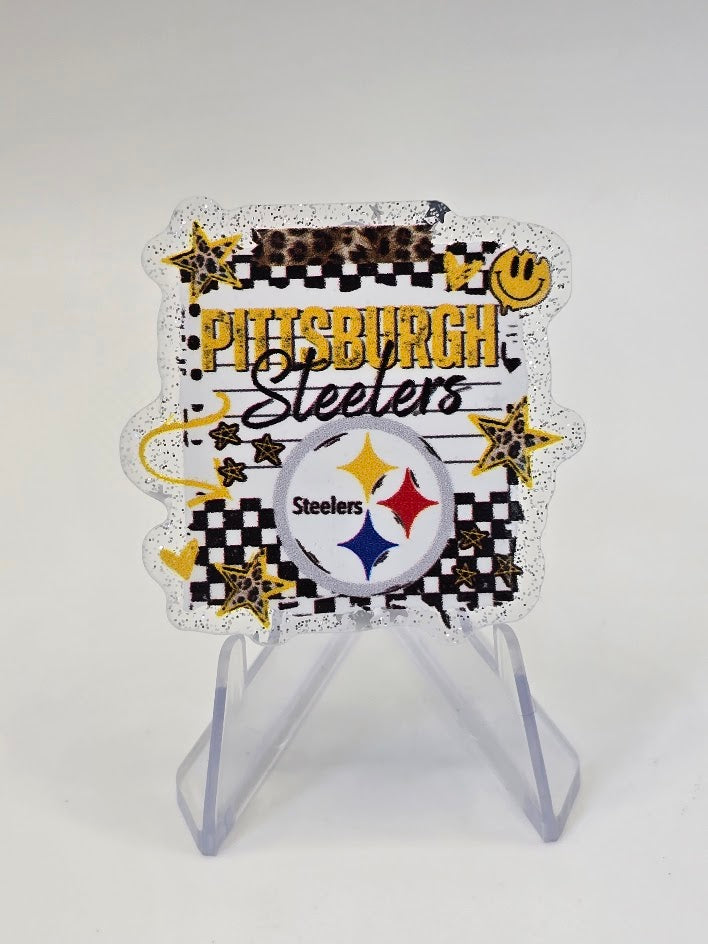 Acrylic Glitter Flatbacks - Pittsburgh Steelers