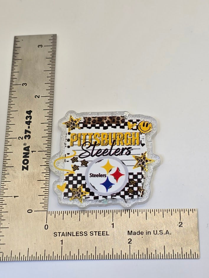 Acrylic Glitter Flatbacks - Pittsburgh Steelers