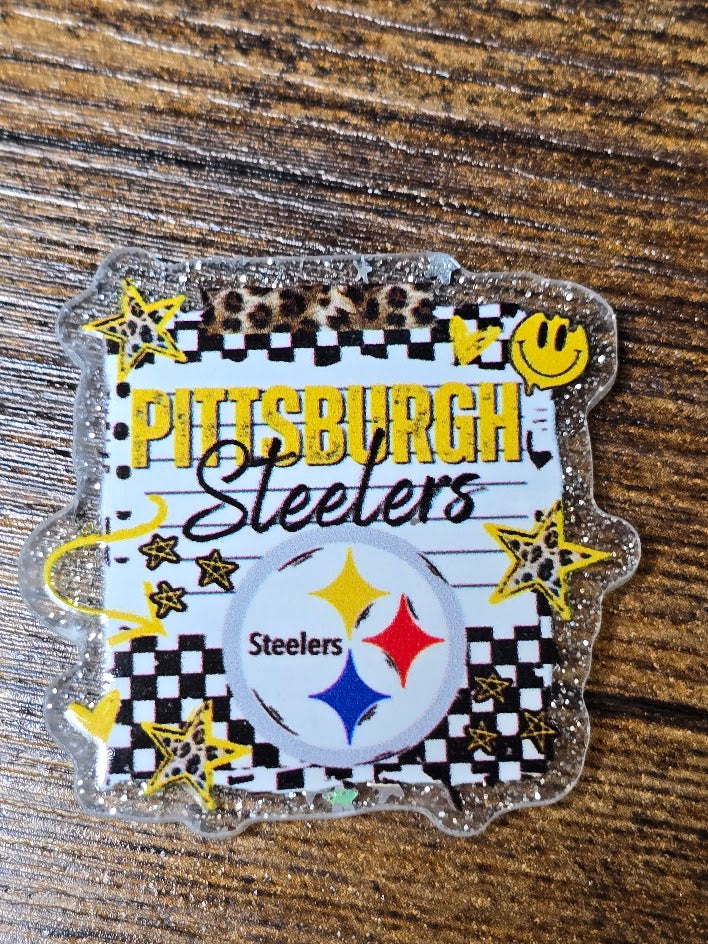 Acrylic Glitter Flatbacks - Pittsburgh Steelers