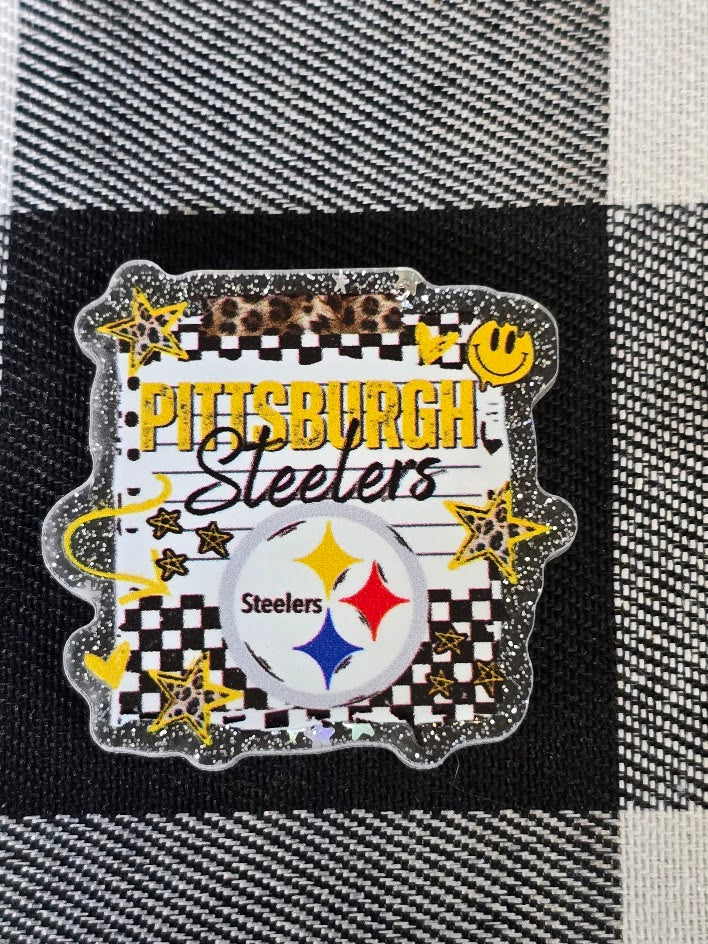 Acrylic Glitter Flatbacks - Pittsburgh Steelers