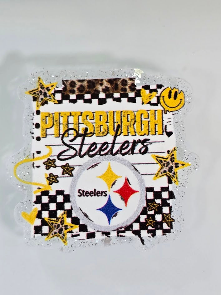 Acrylic Glitter Flatbacks - Pittsburgh Steelers