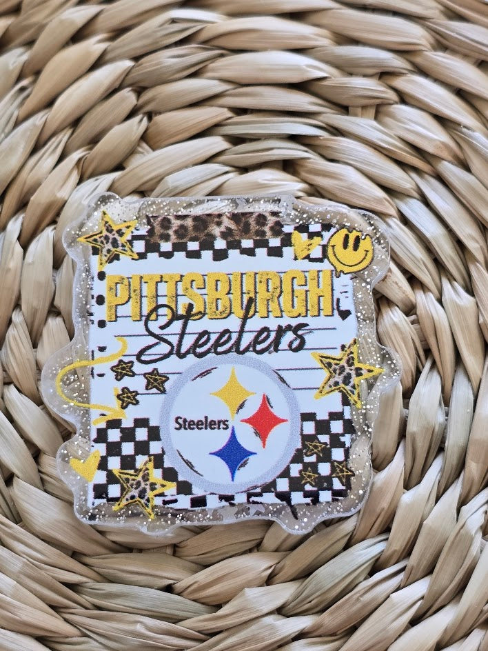 Acrylic Glitter Flatbacks - Pittsburgh Steelers