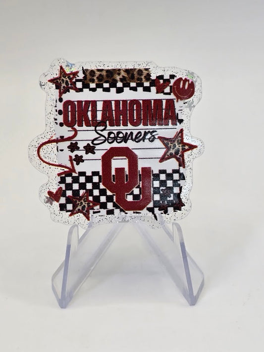 Acrylic Glitter Flatbacks - Oklahoma Sooners